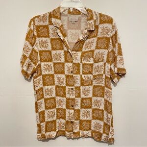 Brixton Bunker Patchwork Boyfriend Woven ShortSleeve Button Up Shirt Women's Med